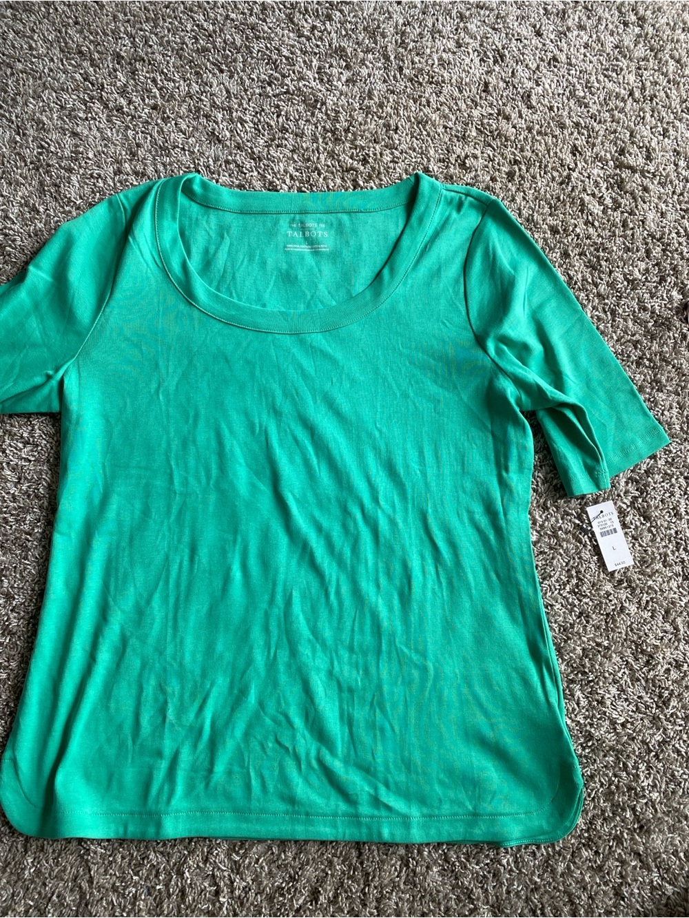 Talbots Tee Light Green Scoop Neck Short Sleeve Tee new with tags